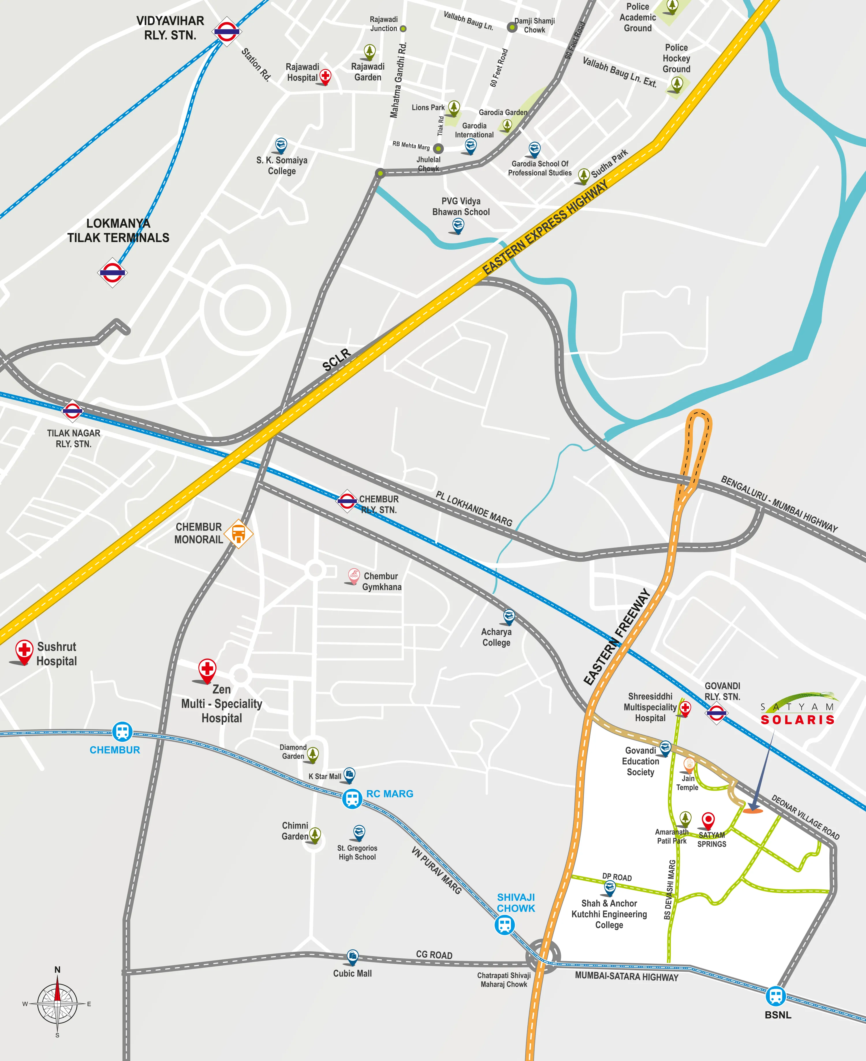 3 BHK Flats on Rent in Satyam Solaris, Chembur