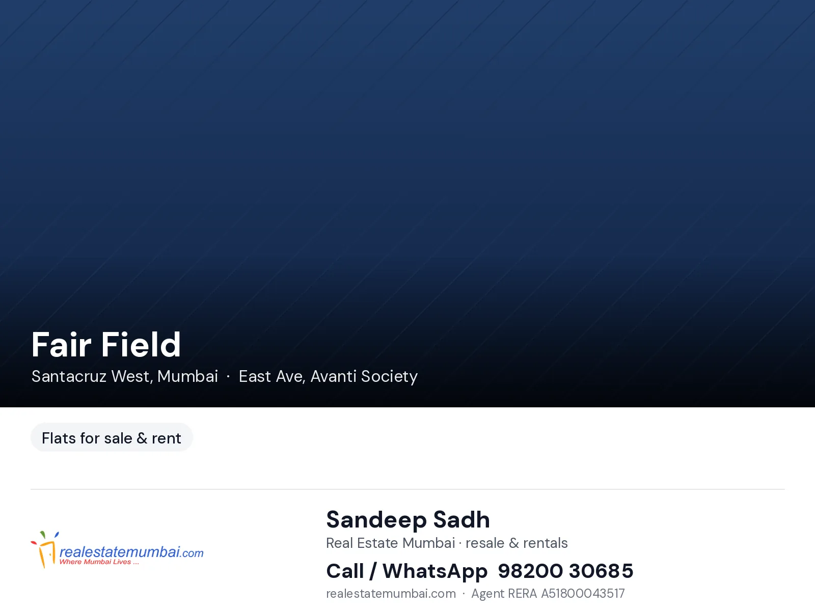 3 BHK Fair Field, Santacruz West — for Rent