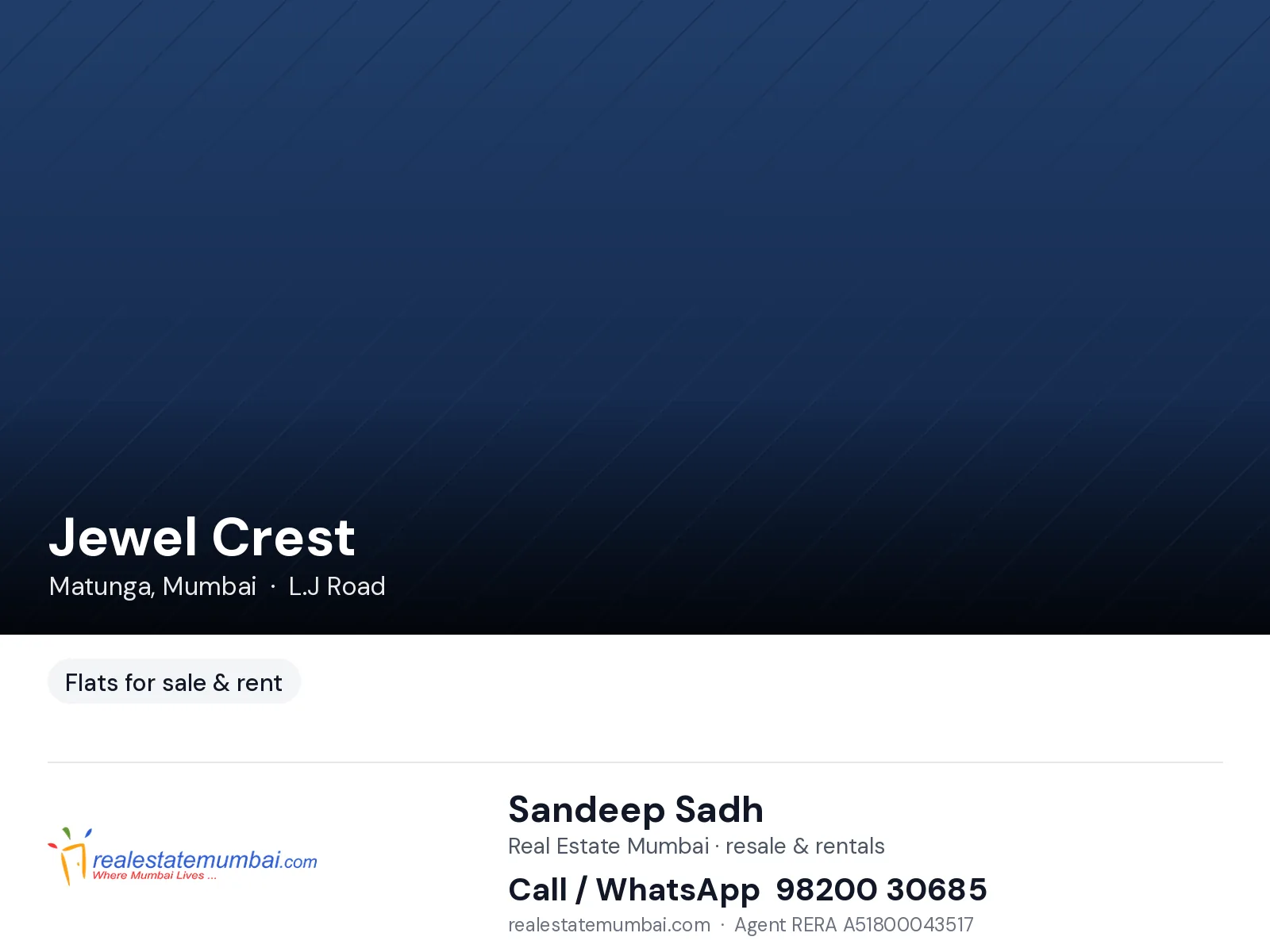 3 BHK Jewel Crest, Matunga — for Rent