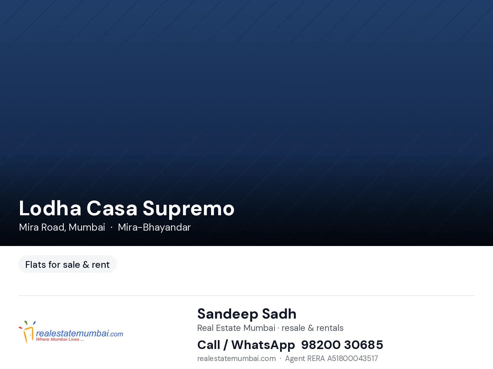 2 BHK Lodha Casa Supremo, Mira Road — for Sale