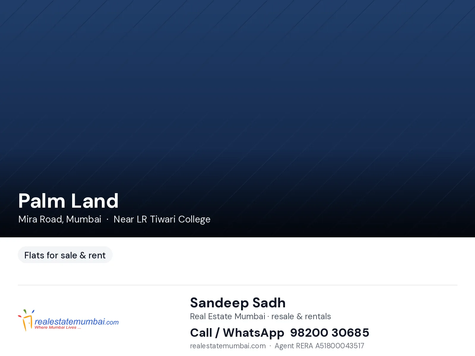 2 BHK Palm Land, Mira Road — for Sale