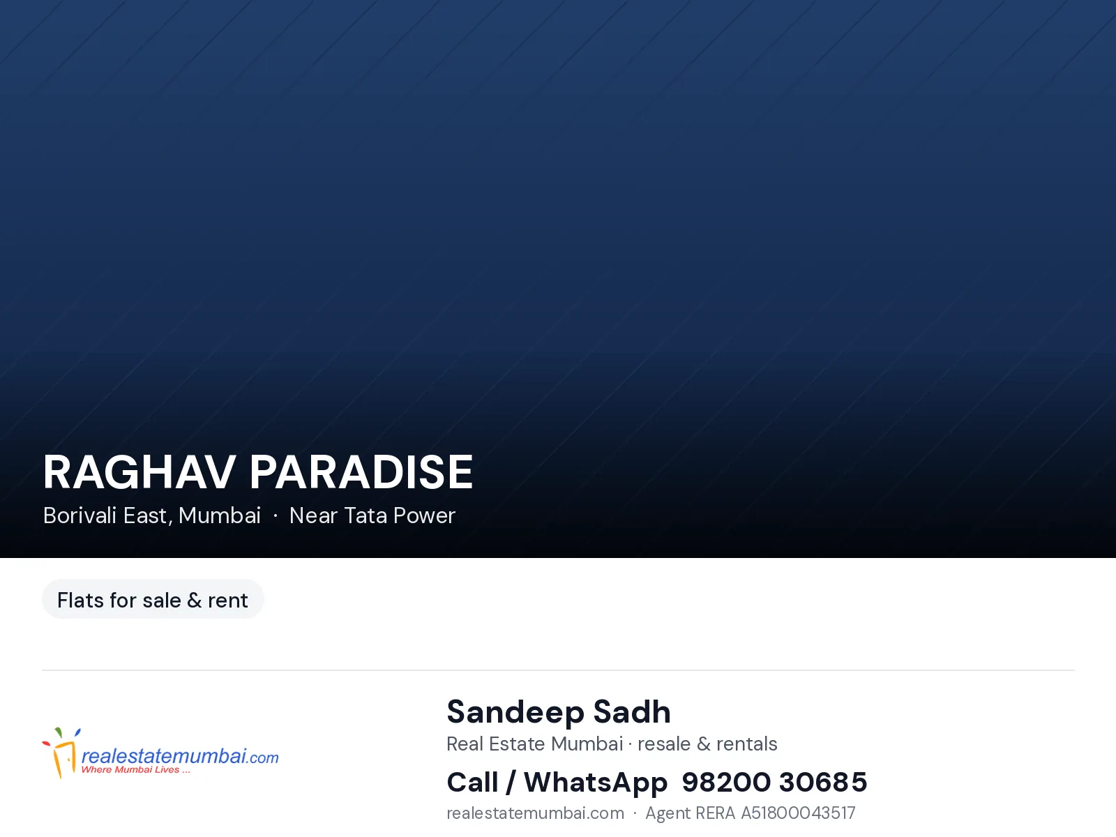 1 BHK RAGHAV PARADISE, Borivali East — for Sale