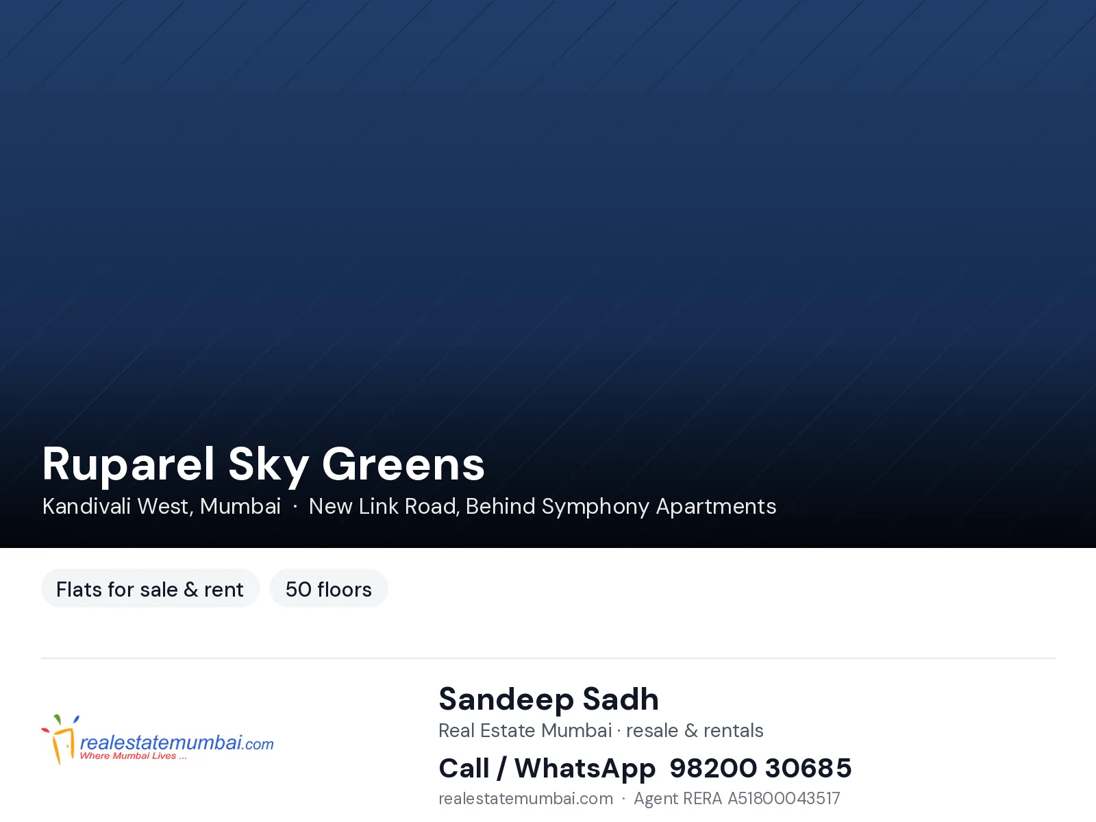 2 BHK Ruparel Sky Greens, Kandivali West — for Sale