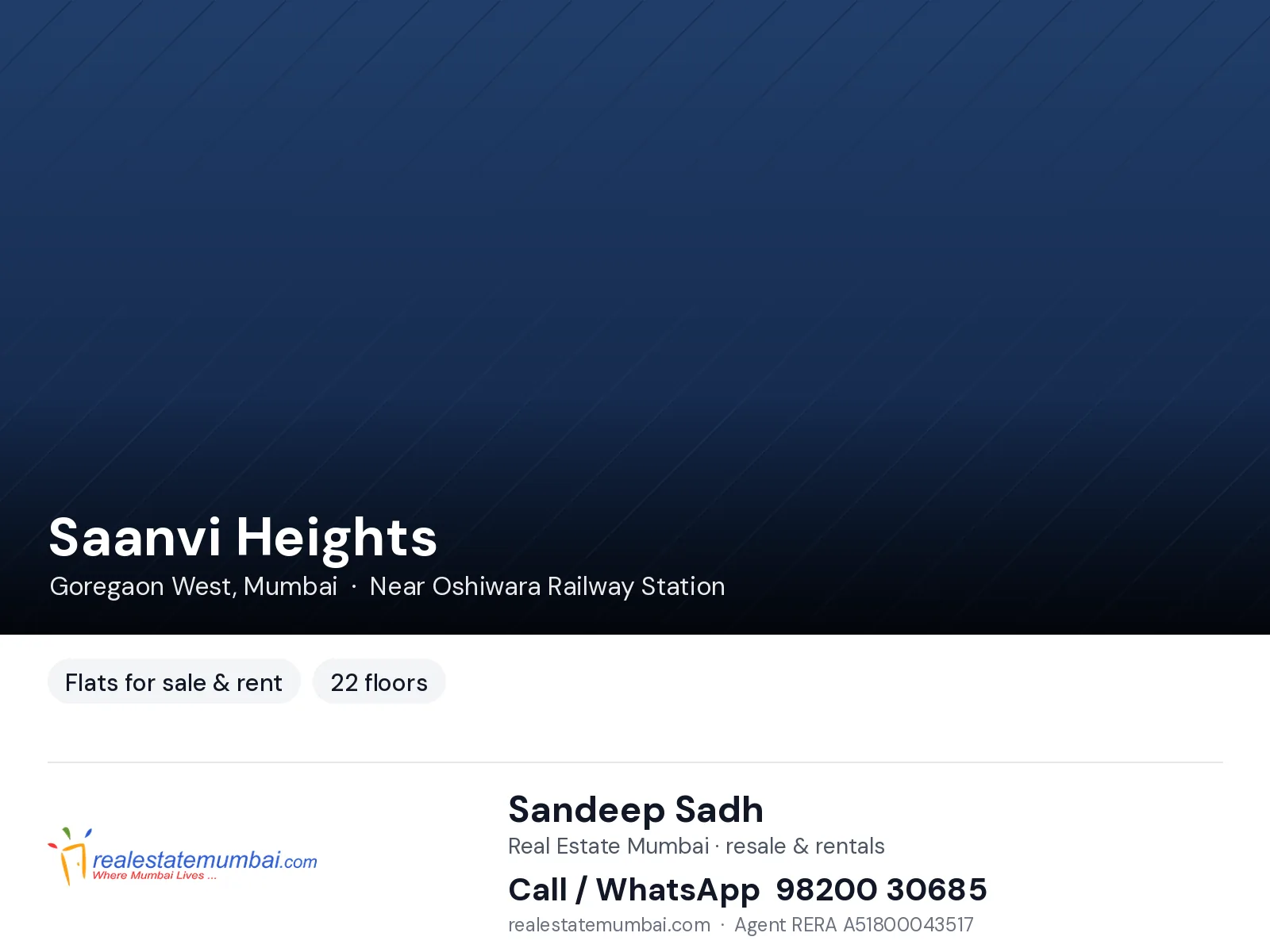 2 BHK Saanvi Heights, Goregaon West — for Rent
