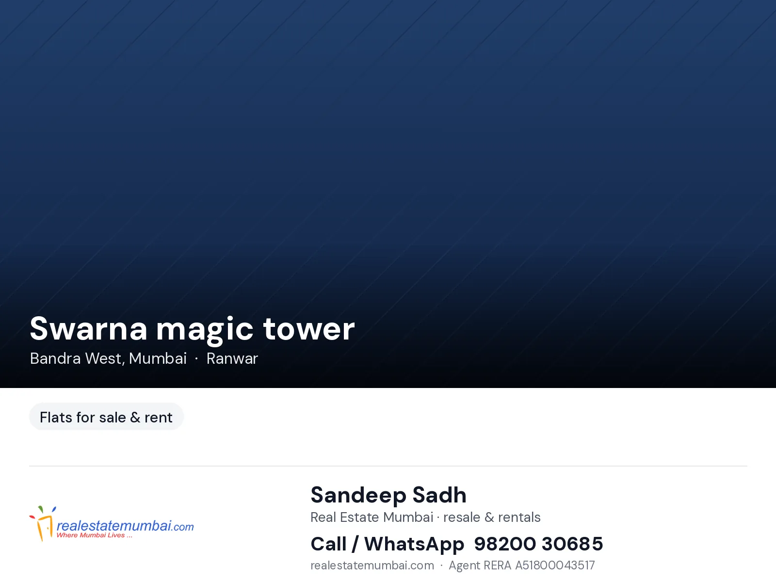 1 BHK Swarna magic tower, Bandra West — for Sale