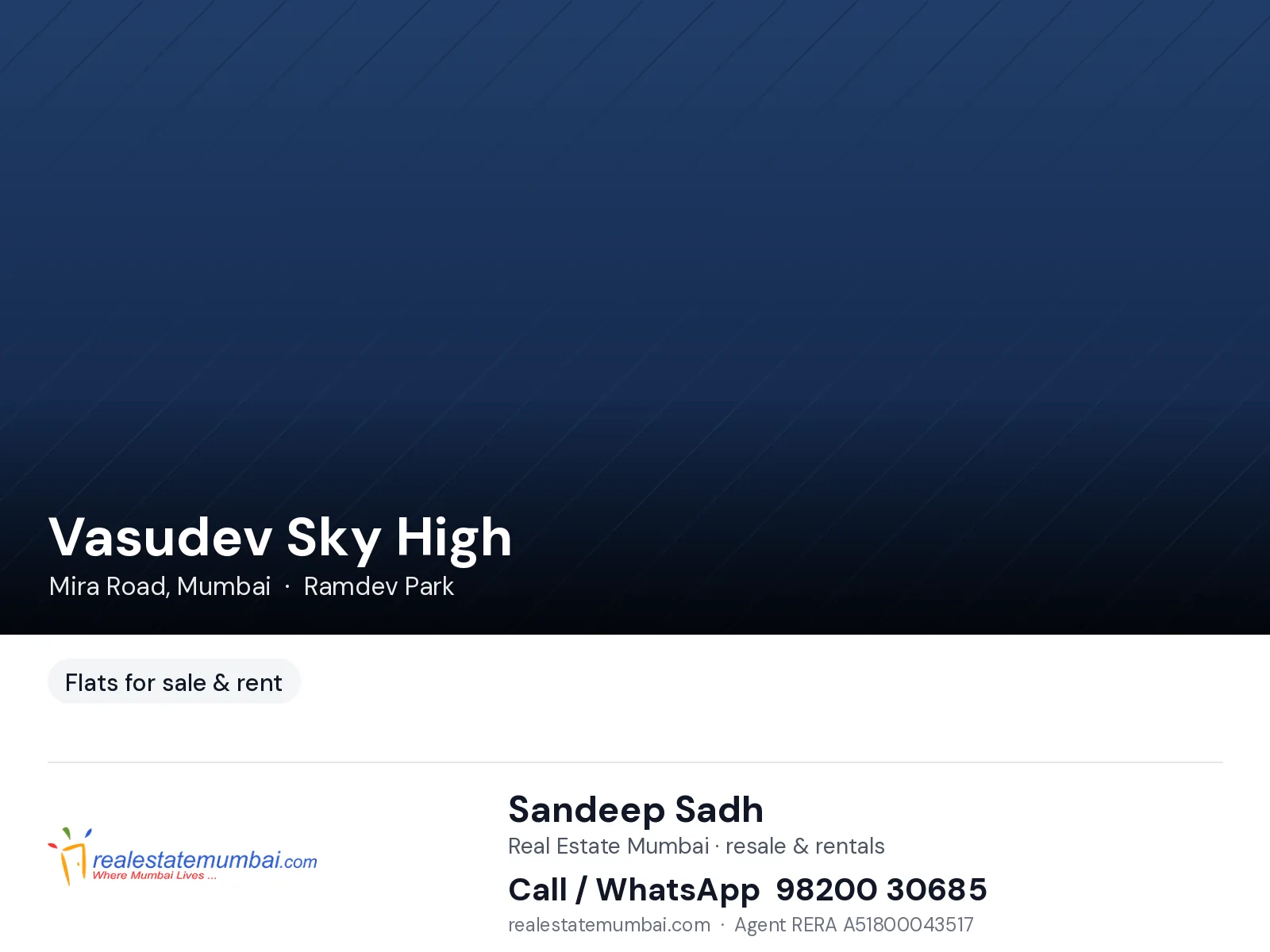 1 BHK Vasudev Sky High, Mira Road — for Sale
