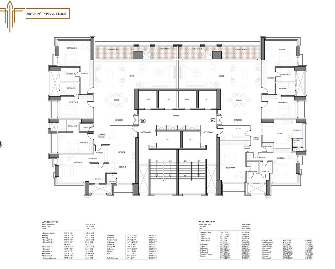 11139 Oth Trinity Vertical Above 29Th Typical Floor Plan - Sumer Trinity Vertical, Prabhadevi