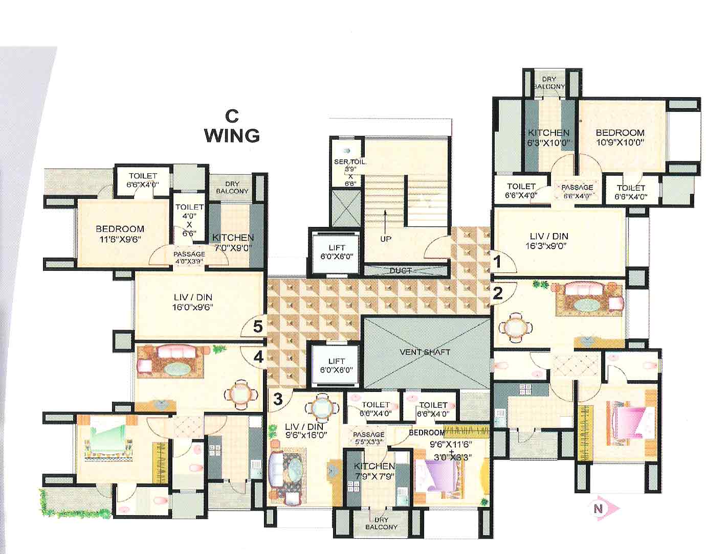 1644 Oth Floor Plan C Wing - Shepherd Residency, Goregaon West