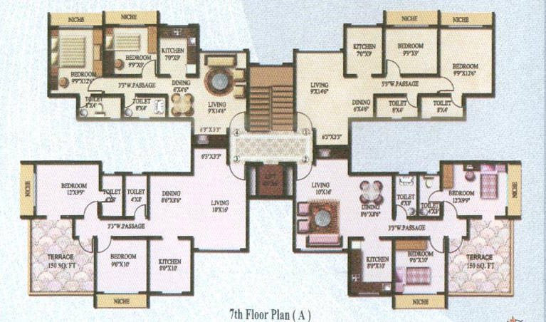 3 BHK Skyline Heights, Goregaon West — for Rent