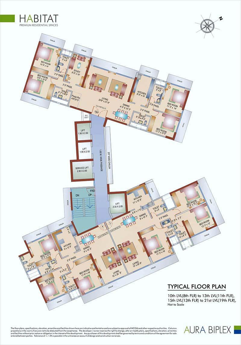 4197 Oth Habitat Typical Floor Plan (10Th To 13Th,15Th To 21St Level) - Aura Biplex, Borivali West