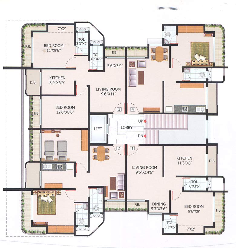 4297 Oth Floor Plan I - Rishita Apartment, Mira Road