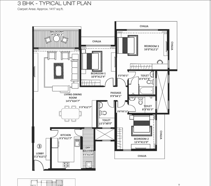 6226 Oth 3 Bhk Plan - Godrej Serenity Mumbai, Chembur