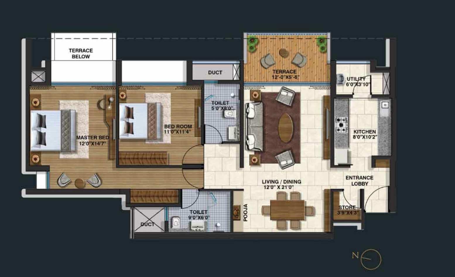 6364 Oth 2 Bhk Small Unit Plan - Lodha Belmondo, Lonavala