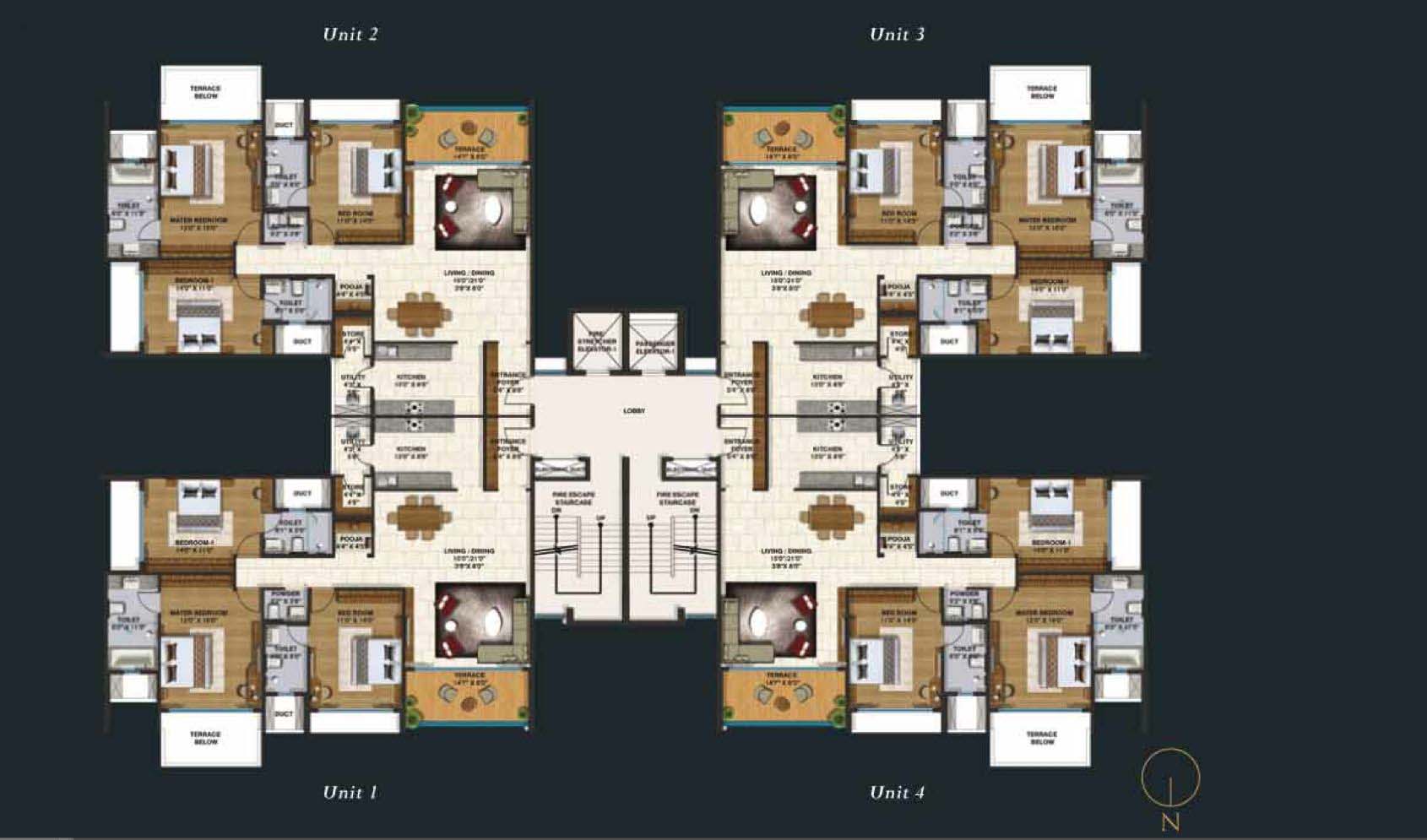 6364 Oth 3 Bhk Normal Floor Plan - Lodha Belmondo, Lonavala