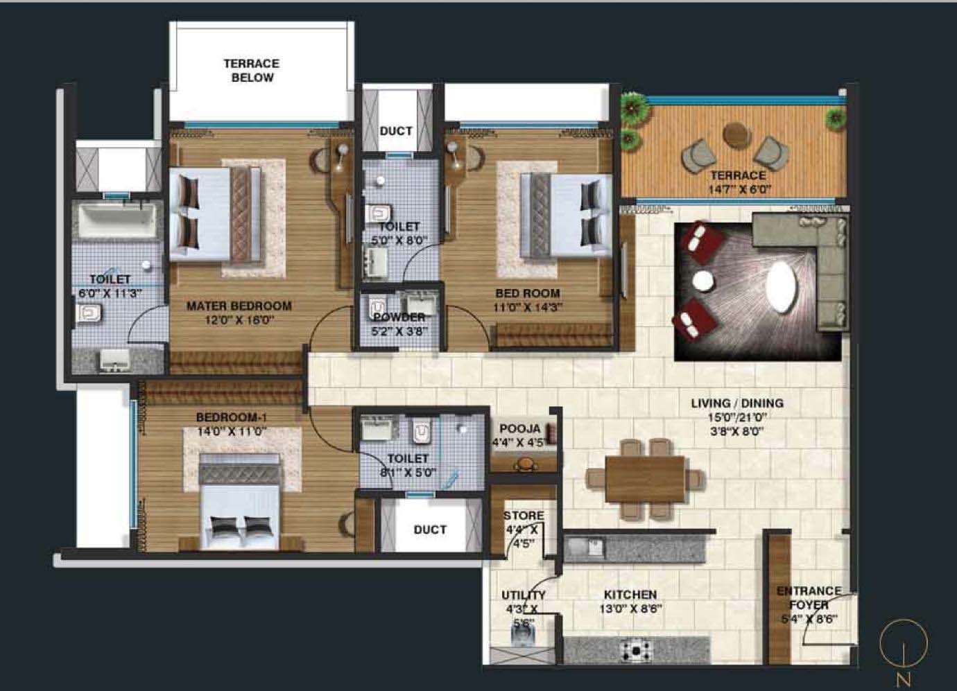 6364 Oth 3 Bhk Normal Unit Plan - Lodha Belmondo, Lonavala