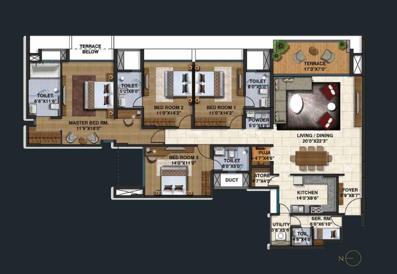 6364 Oth 4 Bhk Unit Plan - Lodha Belmondo, Lonavala