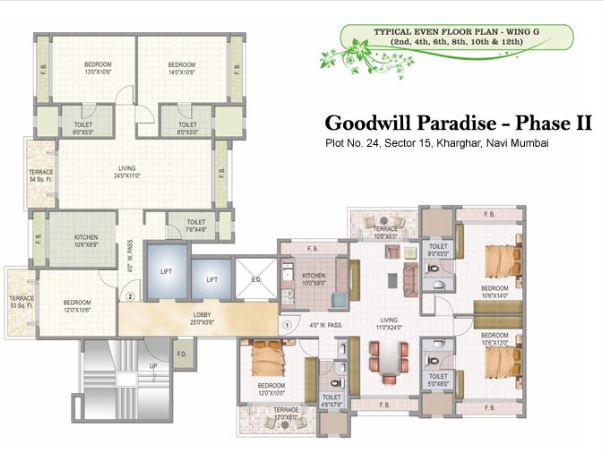 3 BHK Goodwill Paradise Wing F and G, Kharghar — for Sale