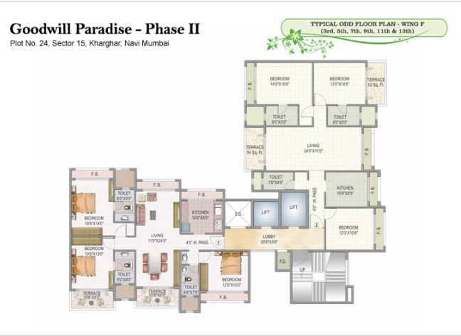 3 BHK Goodwill Paradise Wing F and G, Kharghar — for Sale