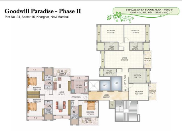 3 BHK Goodwill Paradise Wing F and G, Kharghar — for Sale