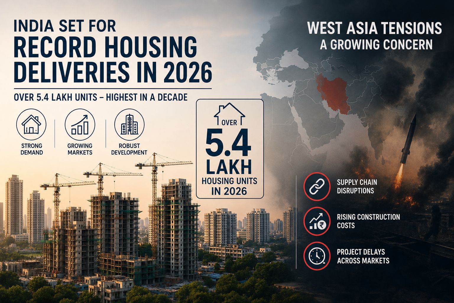 West Asia Conflict Could Delay Delivery of 5.4 Lakh Homes Across India in 2026: Anarock