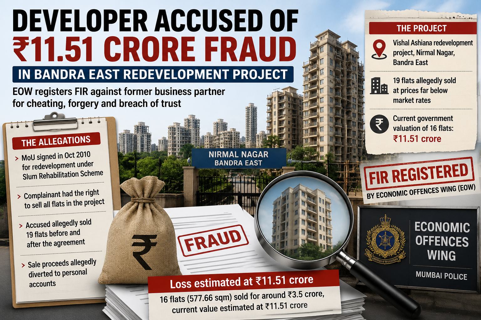Mumbai Developer Accused of ₹11.51 Crore Fraud in Bandra East SRA Housing Project