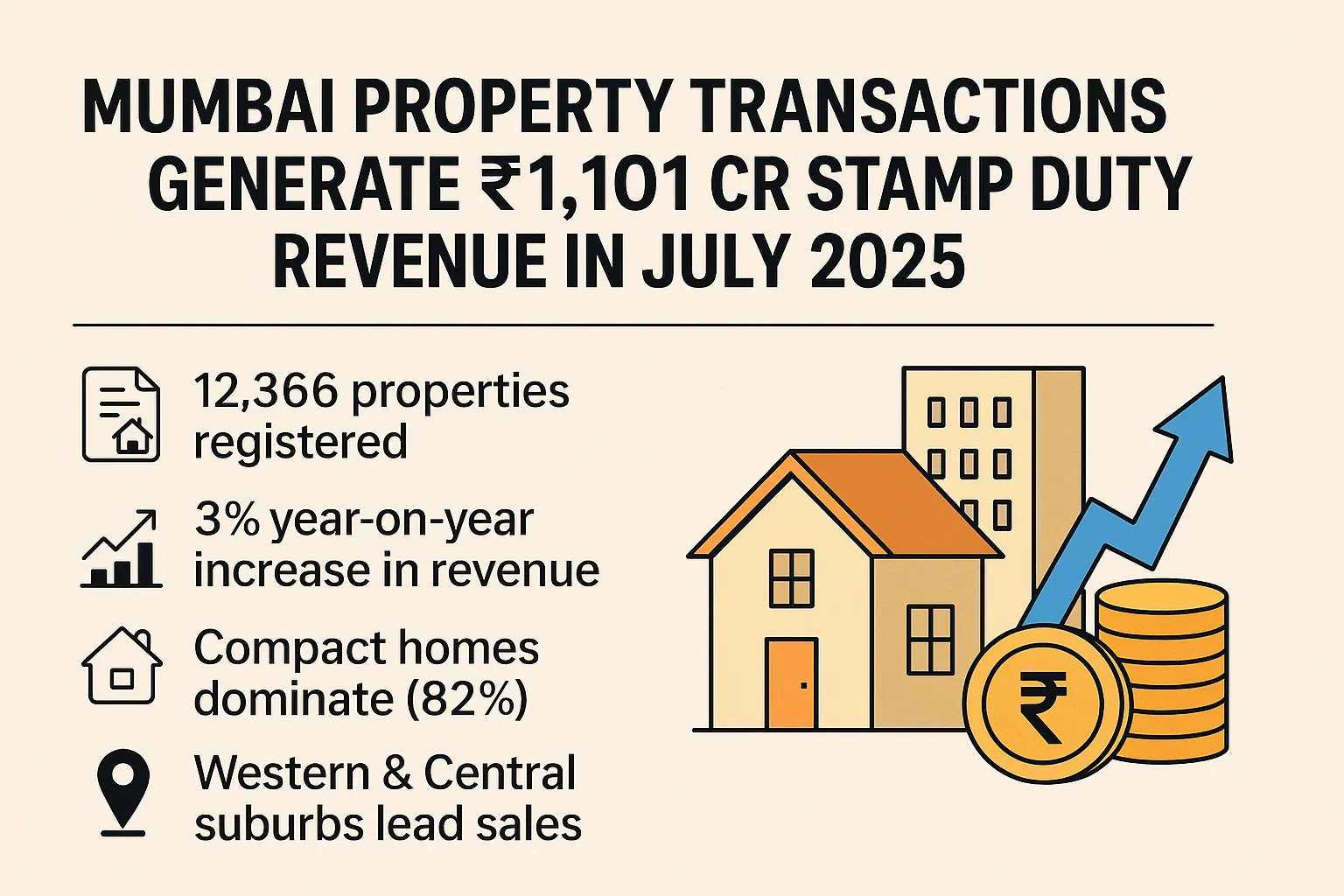 Mumbai Real Estate Sees Surge in Transactions and Stamp Duty Revenue – July 2025