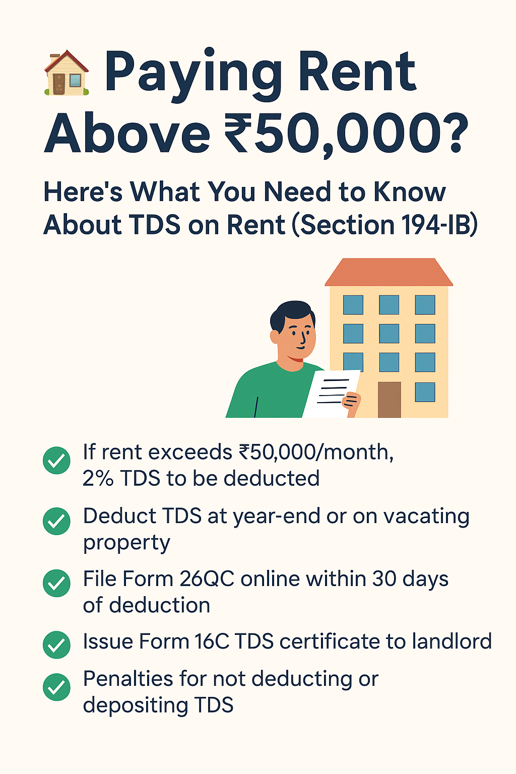 TDS to be deducted by Renters for Rent above 50000 - Full Guide