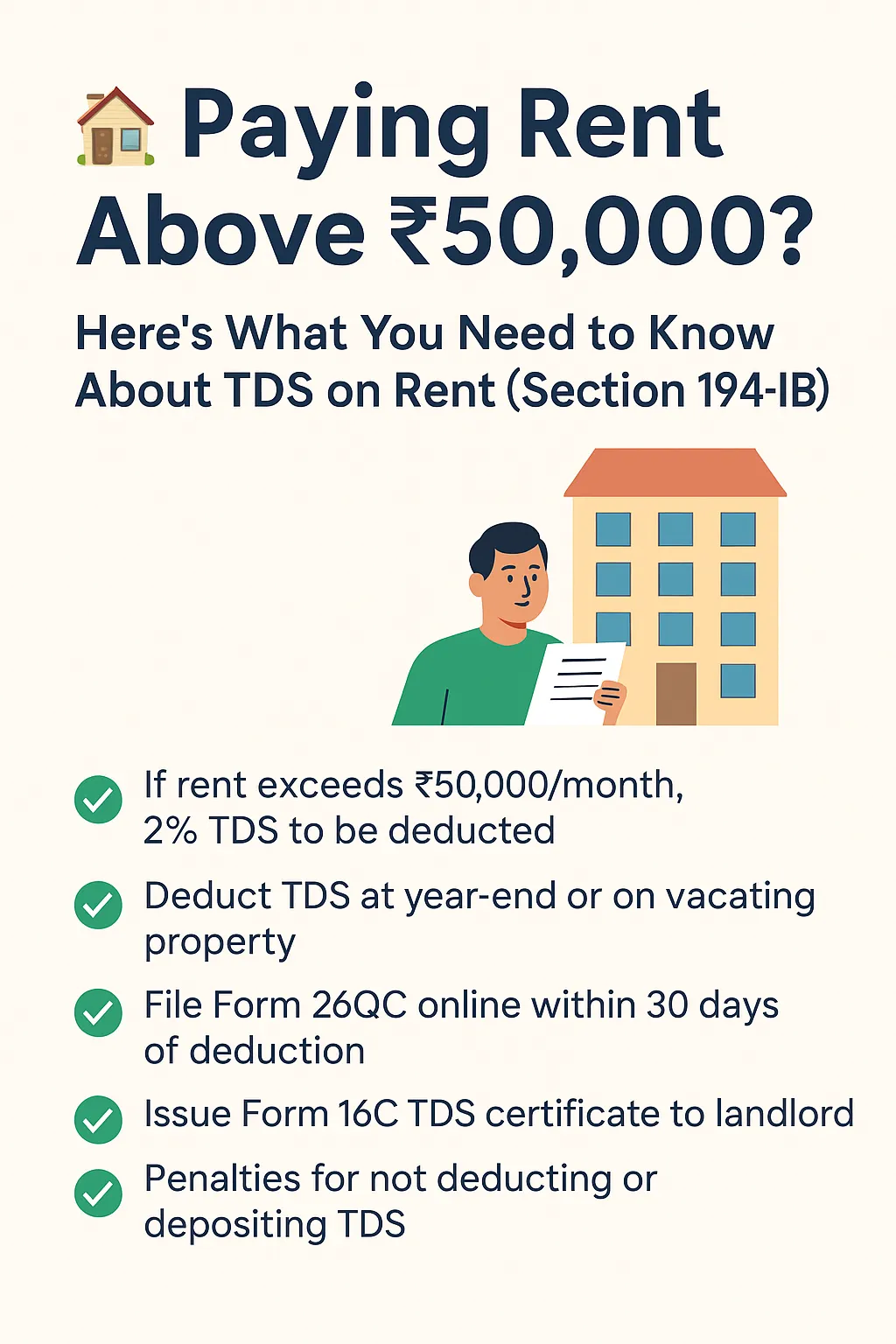 TDS to be deducted by Renters for Rent above 50000 - Full Guide