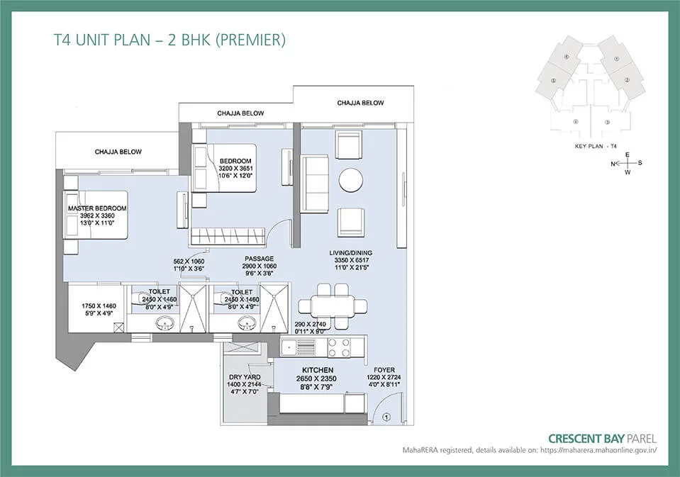 Crescent Bay T4 Unit Plan 2BHK Premier