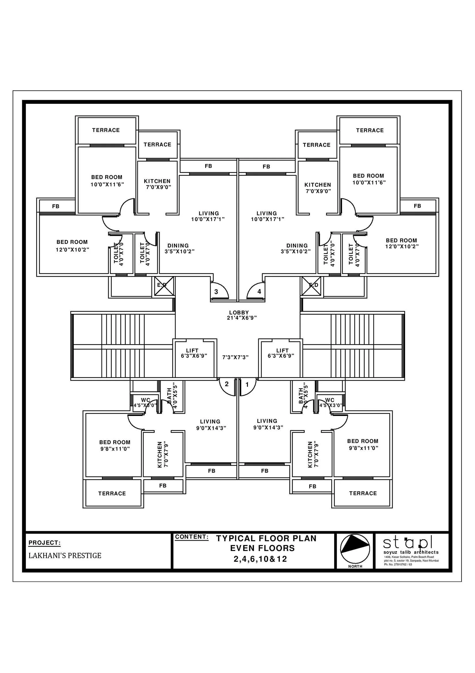 Lakhanis Prestige Typical Floor Plan Even