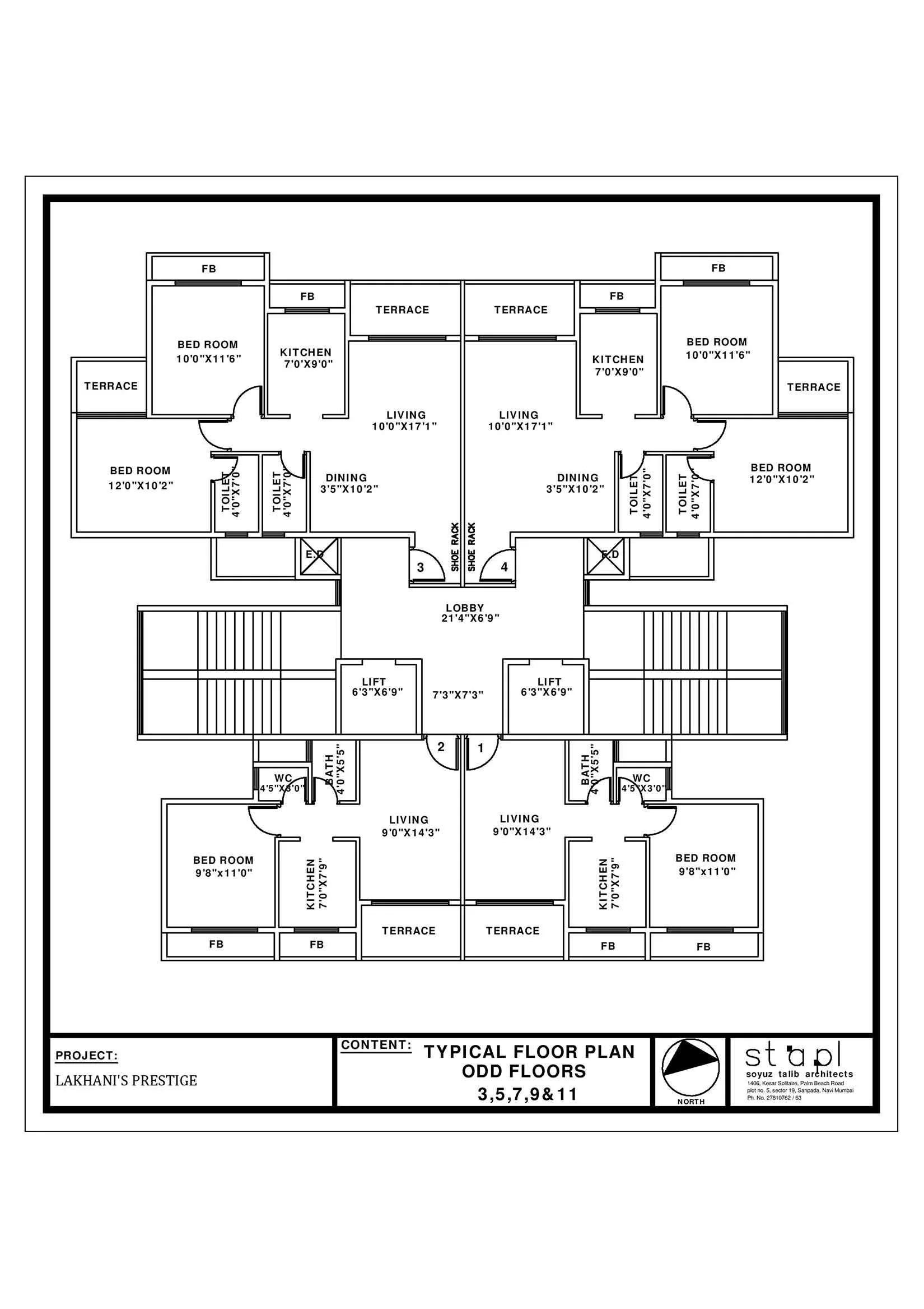 Lakhanis Prestige Typical Floor Plan Odd