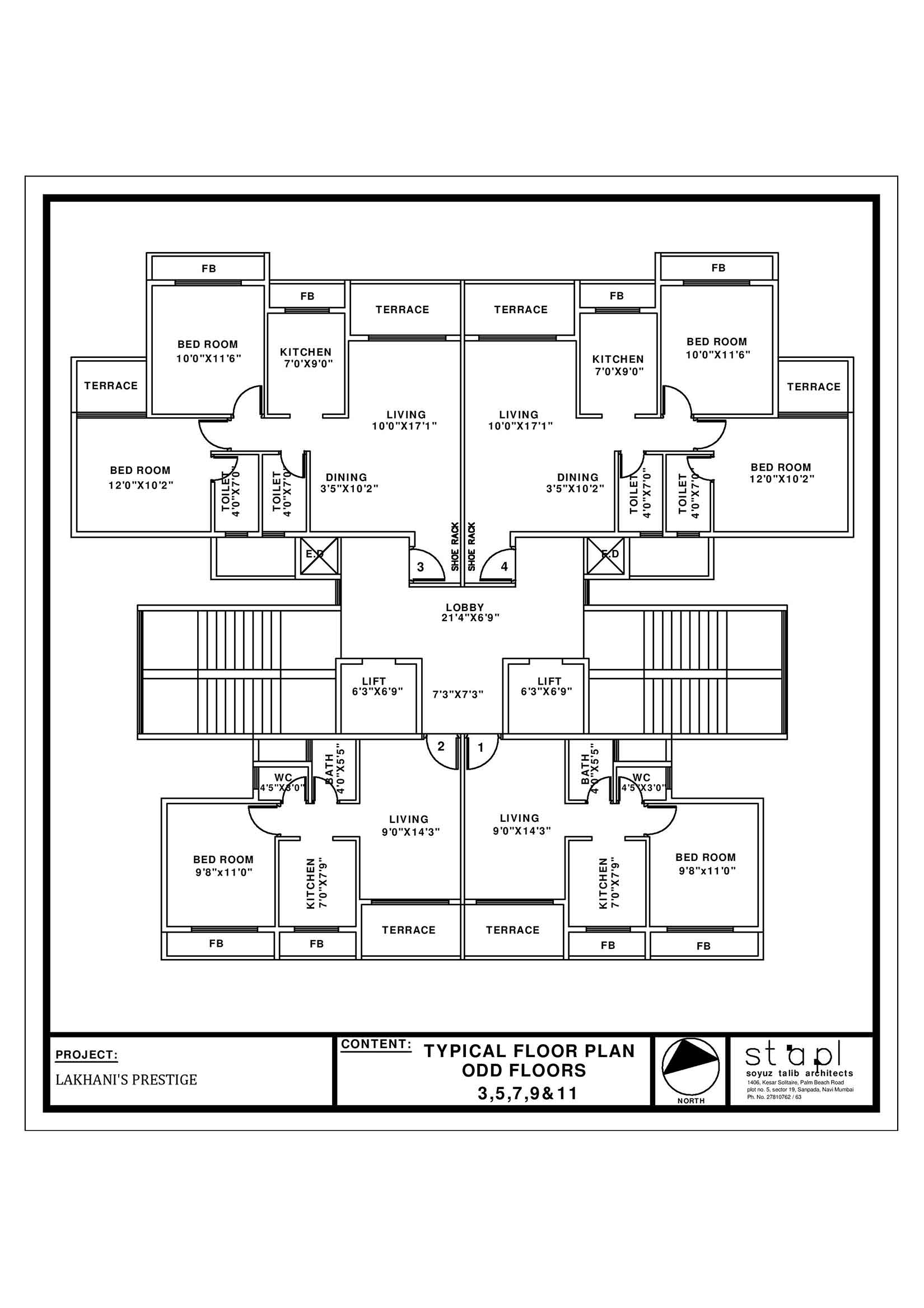 Lakhanis Prestige Typical Floor Plan Odd