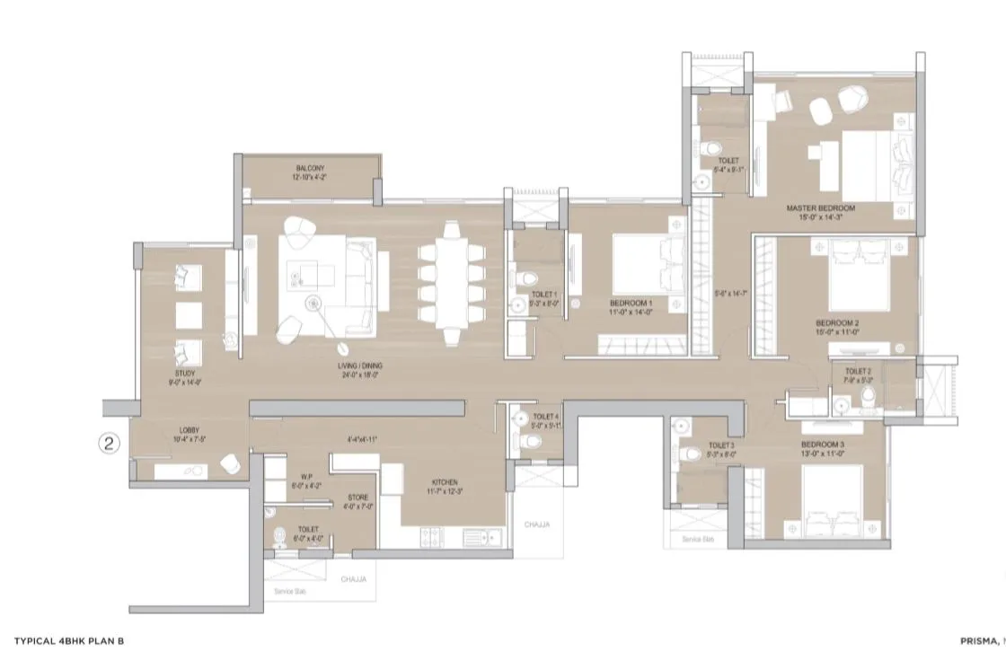 Prisma Typical 4BHK Plan B