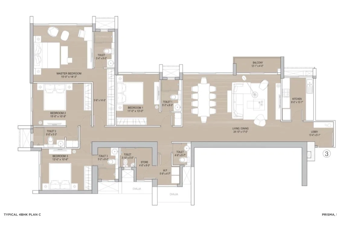 Prisma Typical 4BHK Plan C