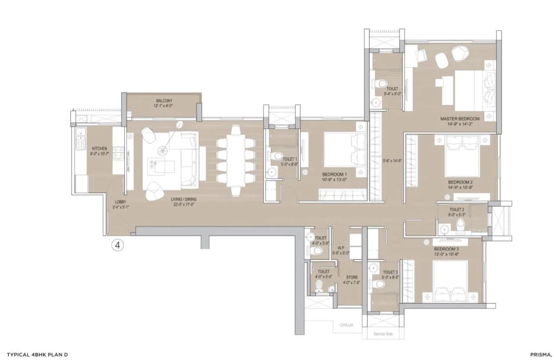 Prisma Typical 4BHK Plan D