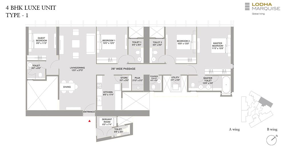 Lodha Marquise 4_BHK_LUXE_UNIT_TYPE_1