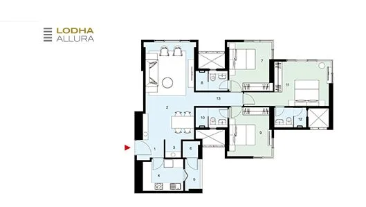 Lodha Allura 3BHK Plan