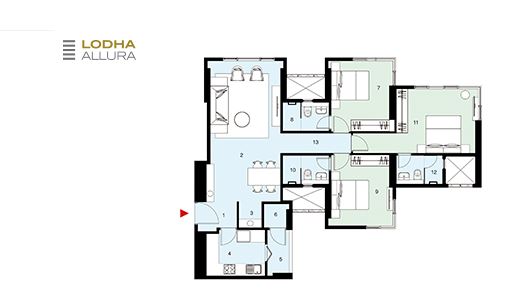 Lodha Allura 3BHK Plan