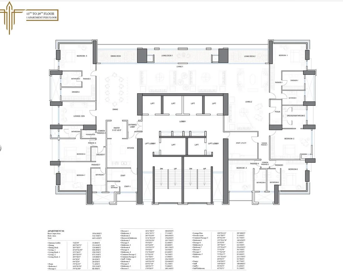 Trinity Vertical 13th-29th Typical Floor Plan