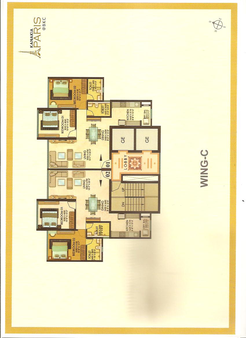 Kanakia-Paris-2-BHK-Floor-Plan Wing C