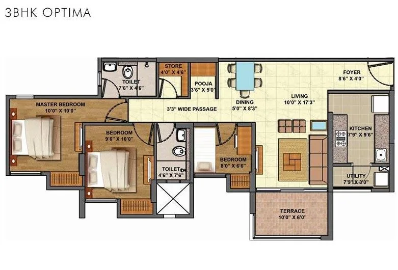 Lodha Palava Downtown 3BHK Optima Type-2