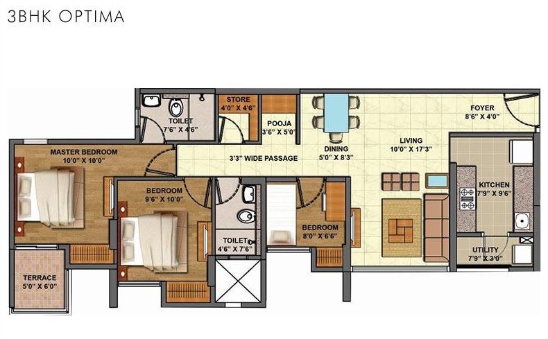 Lodha Palava Downtown 3BHK Optima