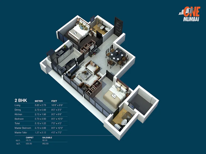 2 BHK Floor Plan