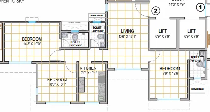 Ujval 3BHK Plan