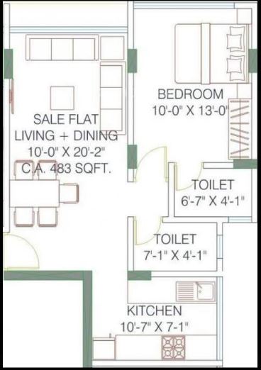 Annexe 1BHK Plan