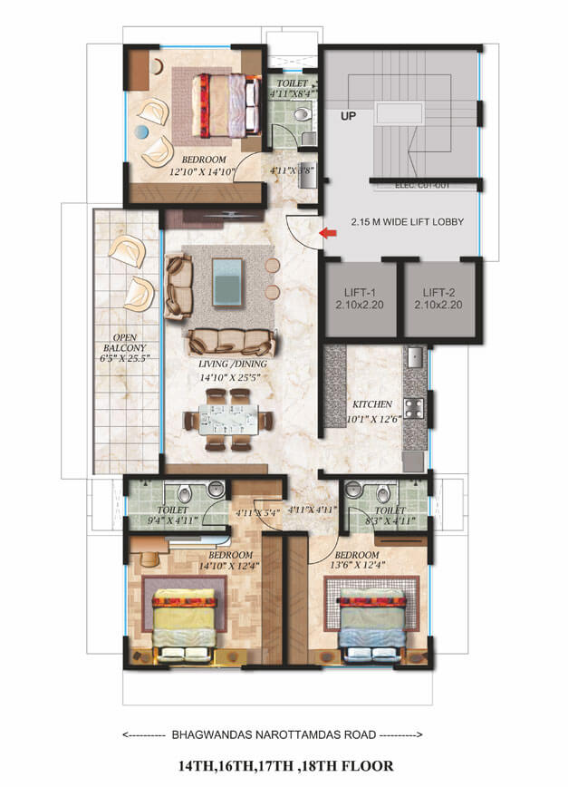 Dev Ratna 3BHK Plan