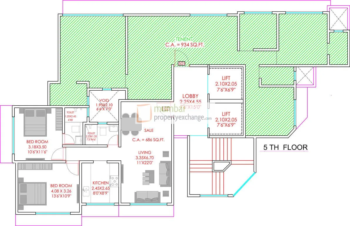 Cluster plan 5th floor