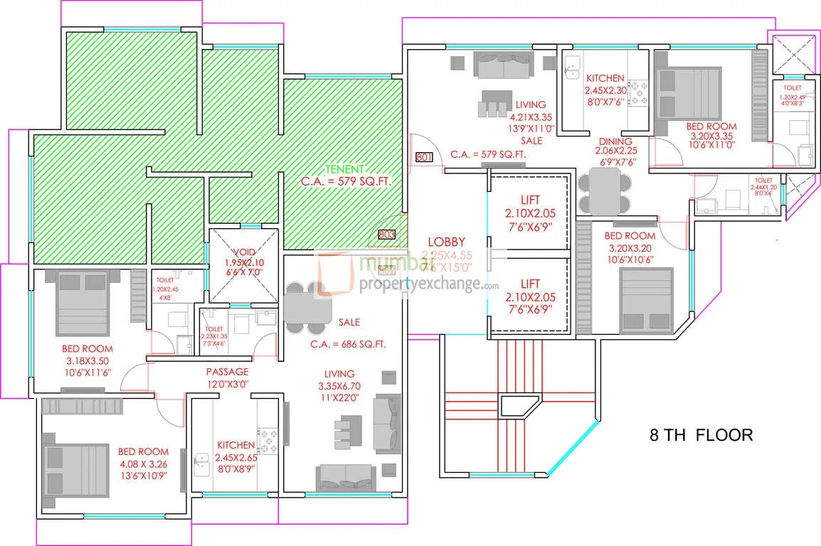 Cluster plan 8th floor
