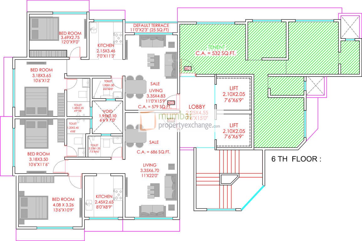 Cluster plan 6th floor