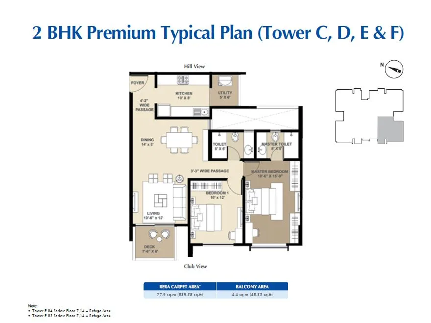 Vicinia 2BHK Premium Typical Plan (C,D,E,F)